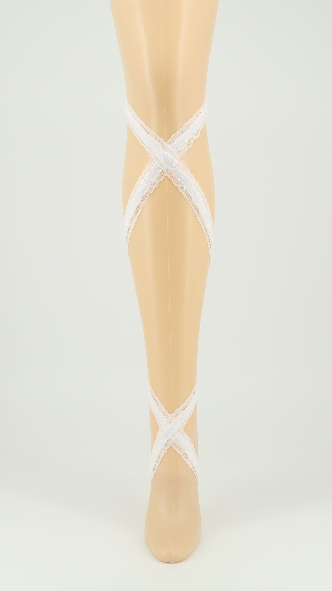 Lace White Front side of leg